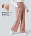 Damskie waflowe spodnie wide leg z wysokim stanem i kieszeniami